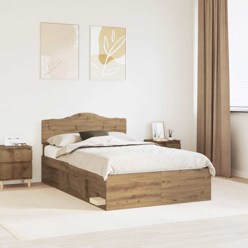 Ramka łóżka Dąb rzemieślniczy 120 x 200 cm Lite drewno sosnowe