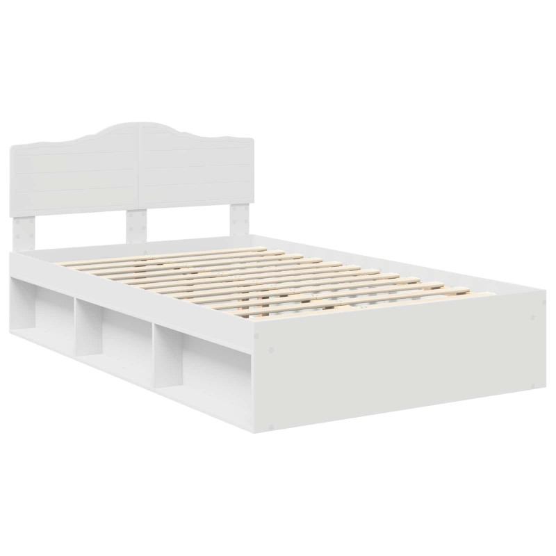 Ramka łóżka Z zagłówkiem Biały 120 x 190 cm Lite drewno sosnowe