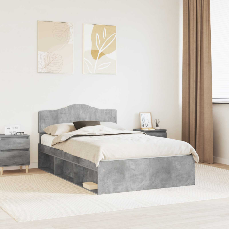 Ramka łóżka Betonowy 120 x 190 cm Lite drewno sosnowe