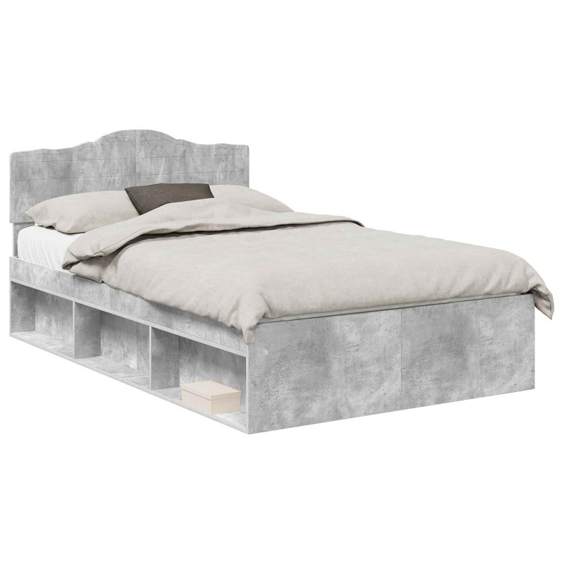 Ramka łóżka Betonowy 120 x 190 cm Lite drewno sosnowe