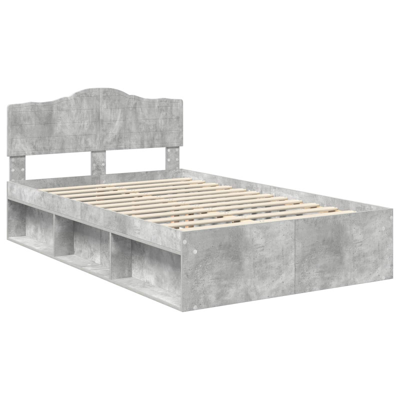Ramka łóżka Betonowy 120 x 190 cm Lite drewno sosnowe