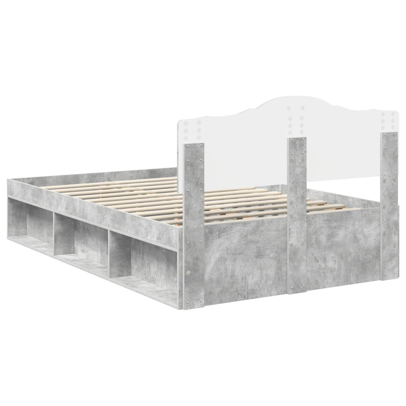 Ramka łóżka Betonowy 120 x 190 cm Lite drewno sosnowe