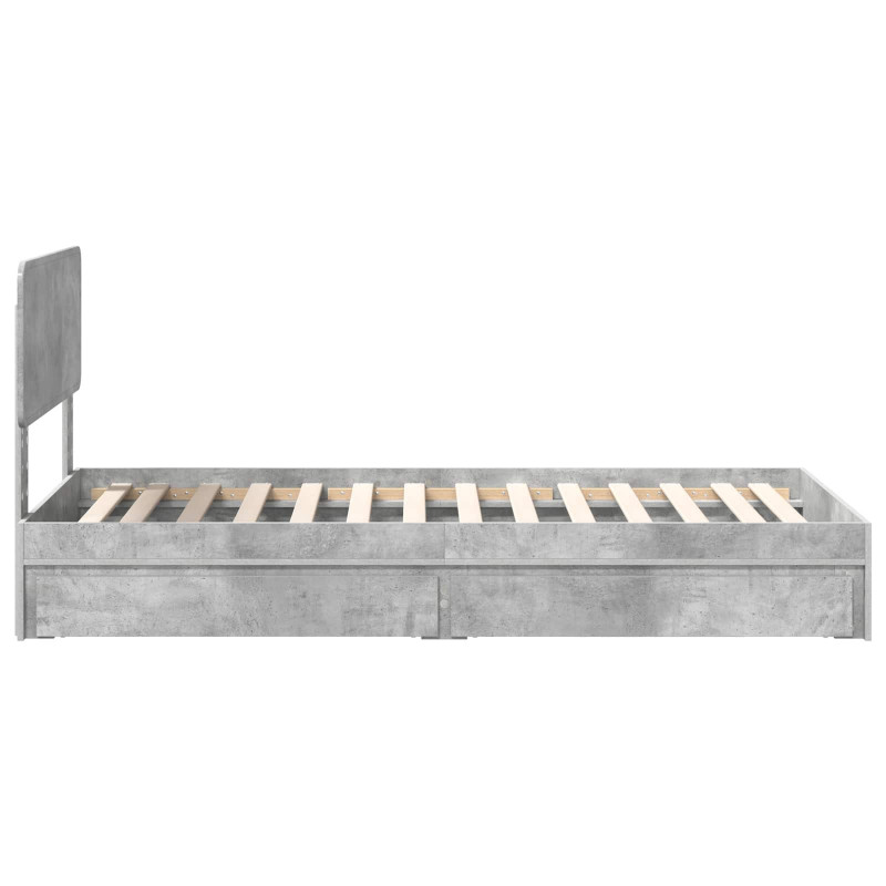 Łóżko z miejscem do przechowywania Betonowy szary 90 x 200 cm