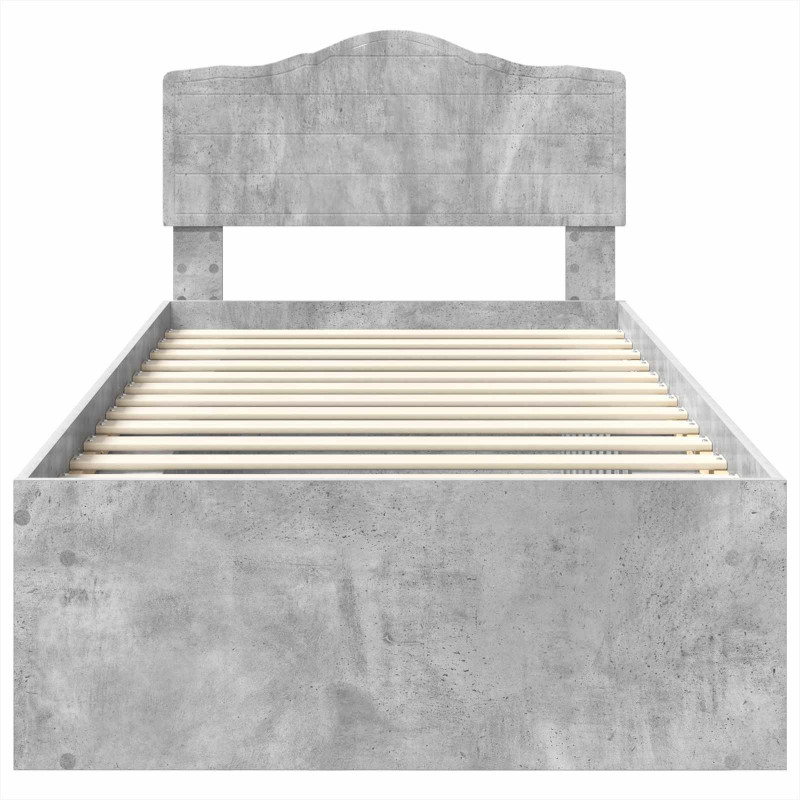 Ramka łóżka Szary beton 100 x 200 cm Lite drewno sosnowe