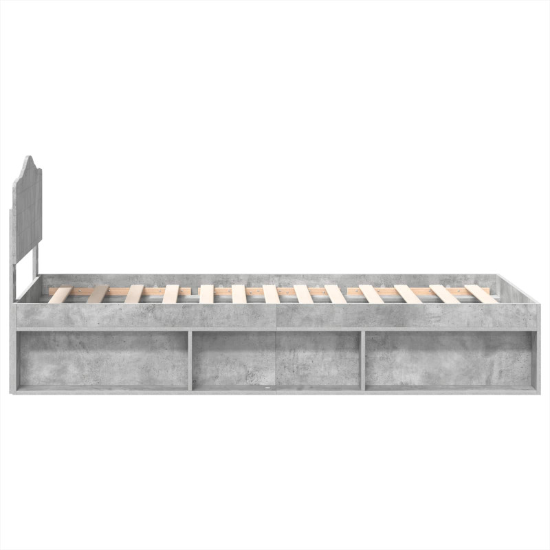 Ramka łóżka Szary beton 100 x 200 cm Lite drewno sosnowe