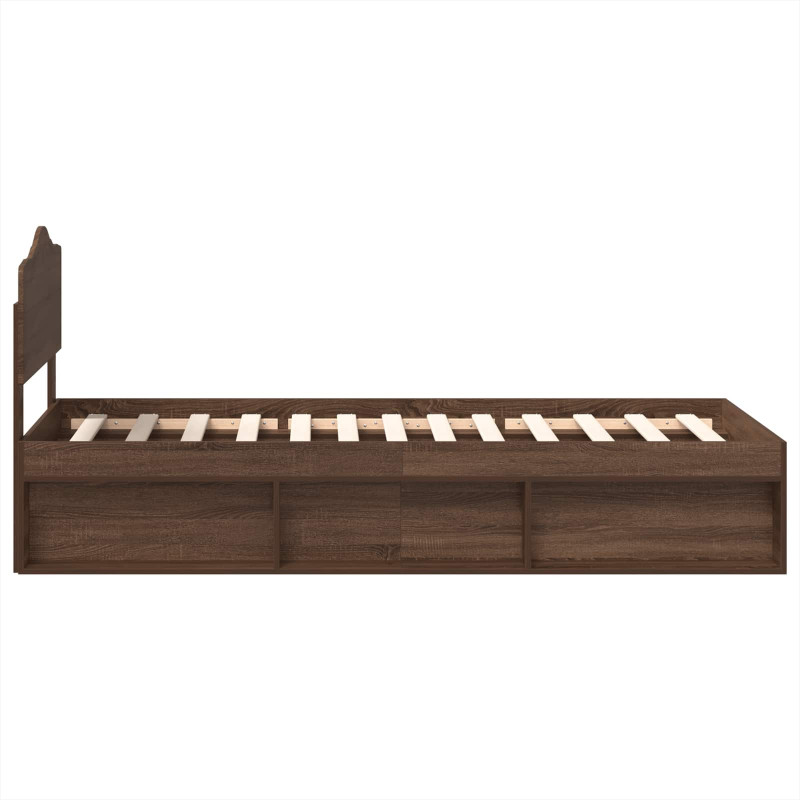 Ramka łóżka Brązowy dąb 100 x 200 cm Lite drewno sosnowe