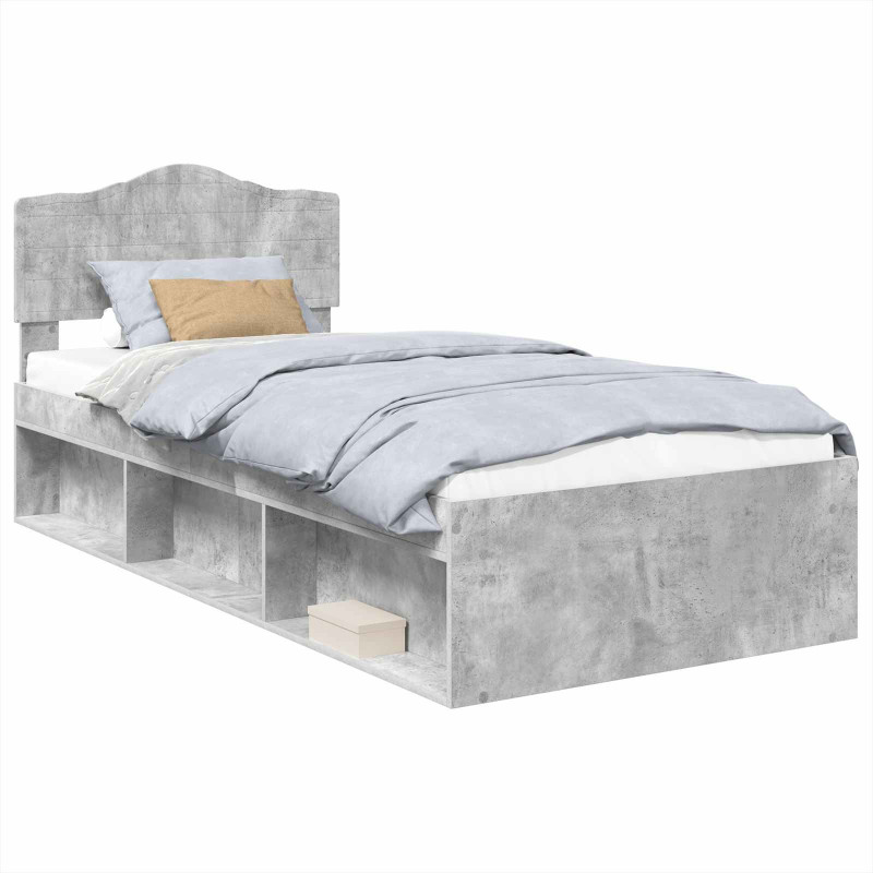Ramka łóżka Betonowy 90 x 200 cm Lite drewno sosnowe