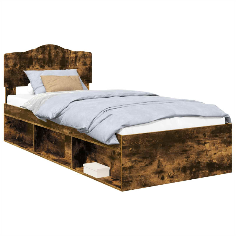 Ramka łóżka Dąb wędzony 90 x 200 cm Lite drewno sosnowe