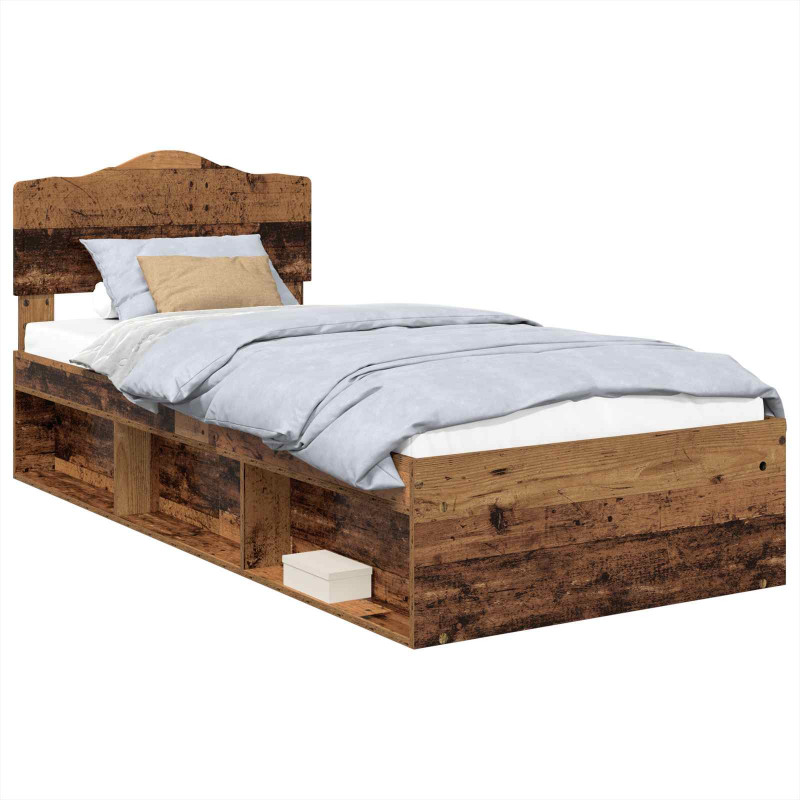 Ramka łóżka Stare drewno 90 x 200 cm Lite drewno sosnowe