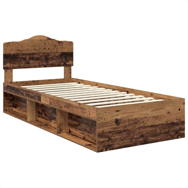 Ramka łóżka Stare drewno 90 x 200 cm Lite drewno sosnowe