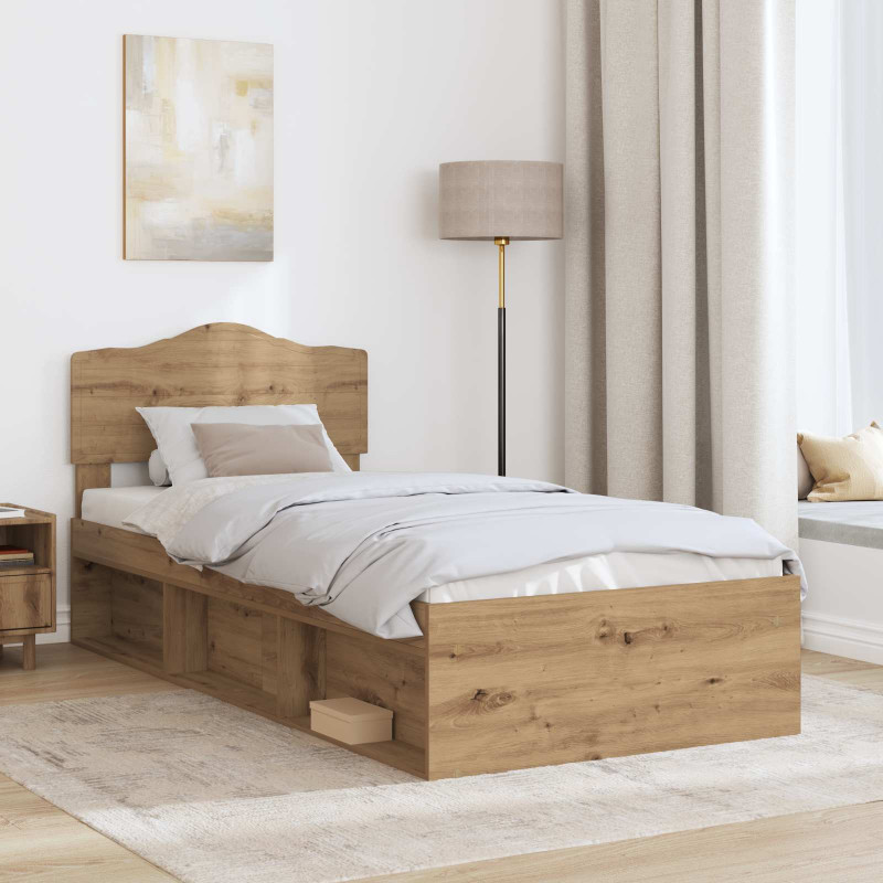 Ramka łóżka Dąb rzemieślniczy 90 x 200 cm Lite drewno sosnowe