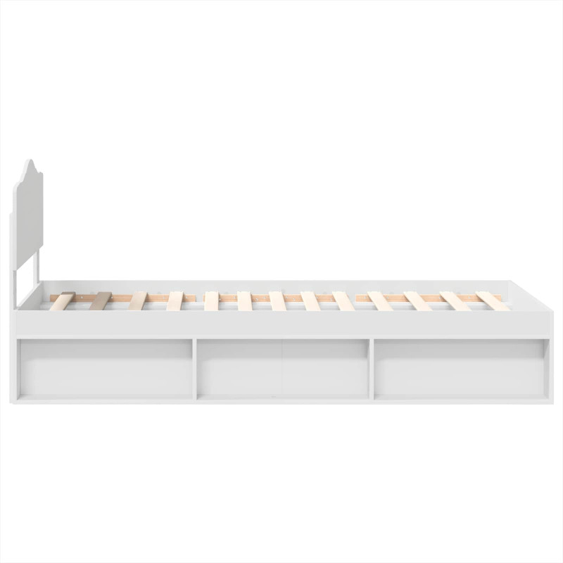 Ramka łóżka Z zagłówkiem Biały 90 x 190 cm Lite drewno sosnowe