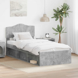 Ramka łóżka Szary beton 90 x 190 cm Lite drewno sosnowe