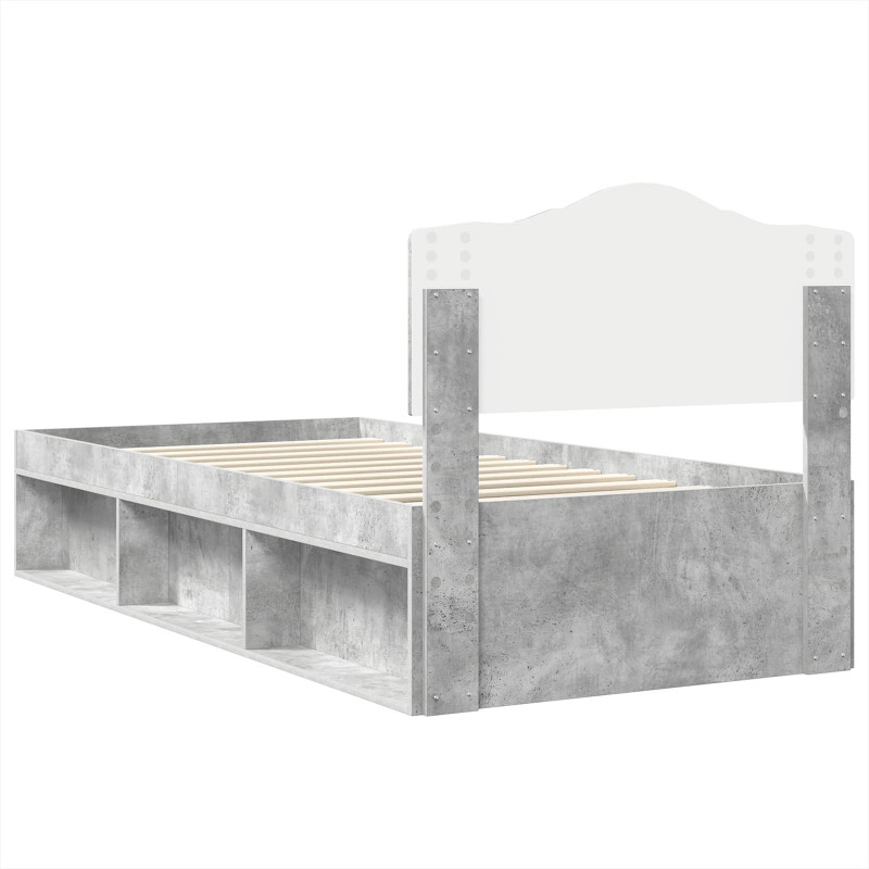 Ramka łóżka Szary beton 90 x 190 cm Lite drewno sosnowe