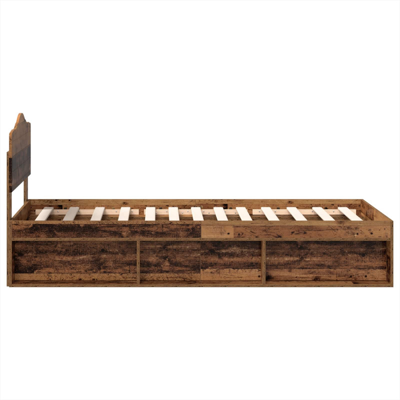 Ramka łóżka Stare drewno 90 x 190 cm Lite drewno sosnowe