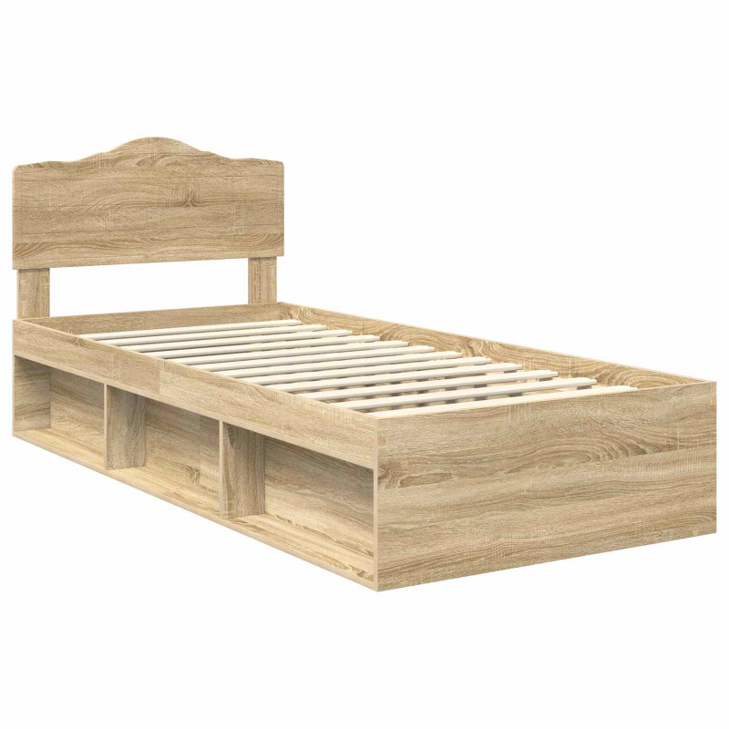 Ramka łóżka Dąb Sonoma 75 x 190 cm Lite drewno sosnowe