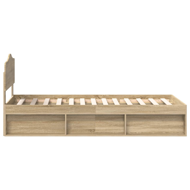Ramka łóżka Dąb Sonoma 75 x 190 cm Lite drewno sosnowe
