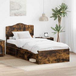 Ramka łóżka Dąb wędzony 75 x 190 cm Lite drewno sosnowe