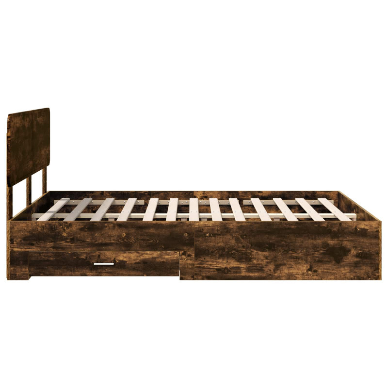 Ramka łóżka Dąb wędzony 160 x 200 cm Materiał drewnopochodny