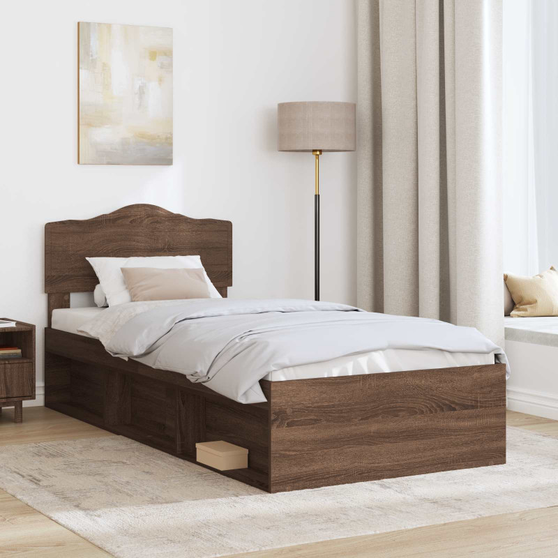 Ramka łóżka Brązowy dąb 75 x 190 cm Lite drewno sosnowe