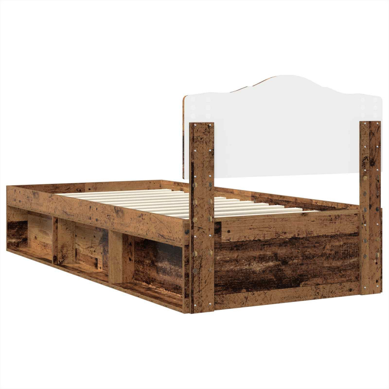 Ramka łóżka Stare drewno 75 x 190 cm Lite drewno sosnowe