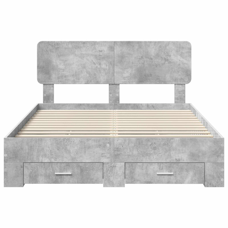 Ramka łóżka Betonowy szary 150 x 200 cm Materiał drewnopochodny