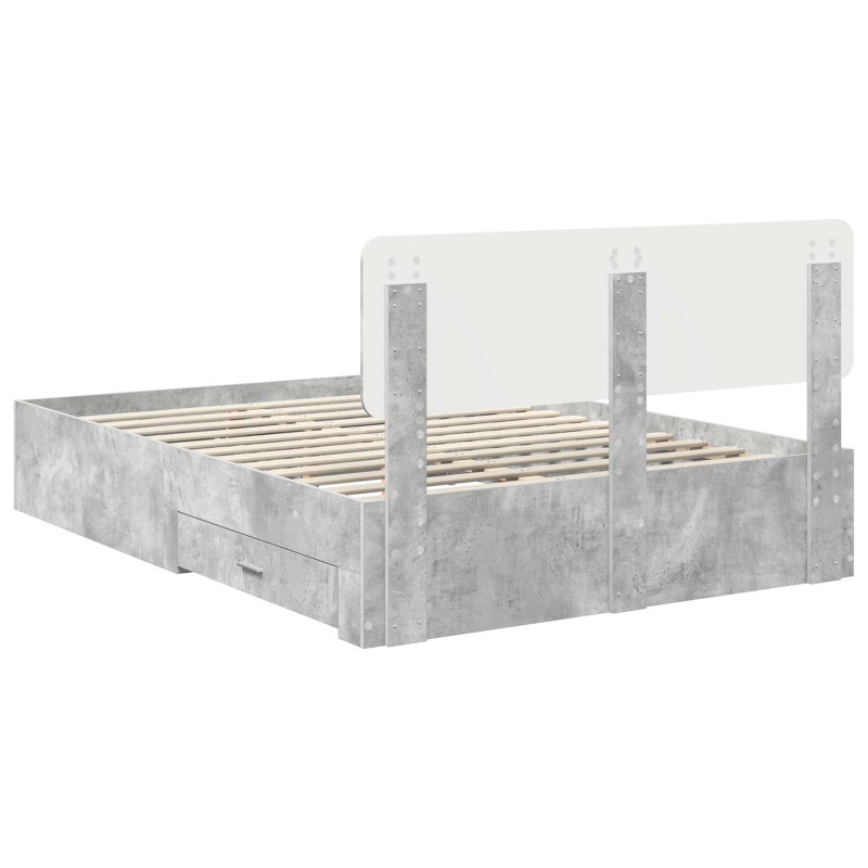 Ramka łóżka Betonowy szary 150 x 200 cm Materiał drewnopochodny