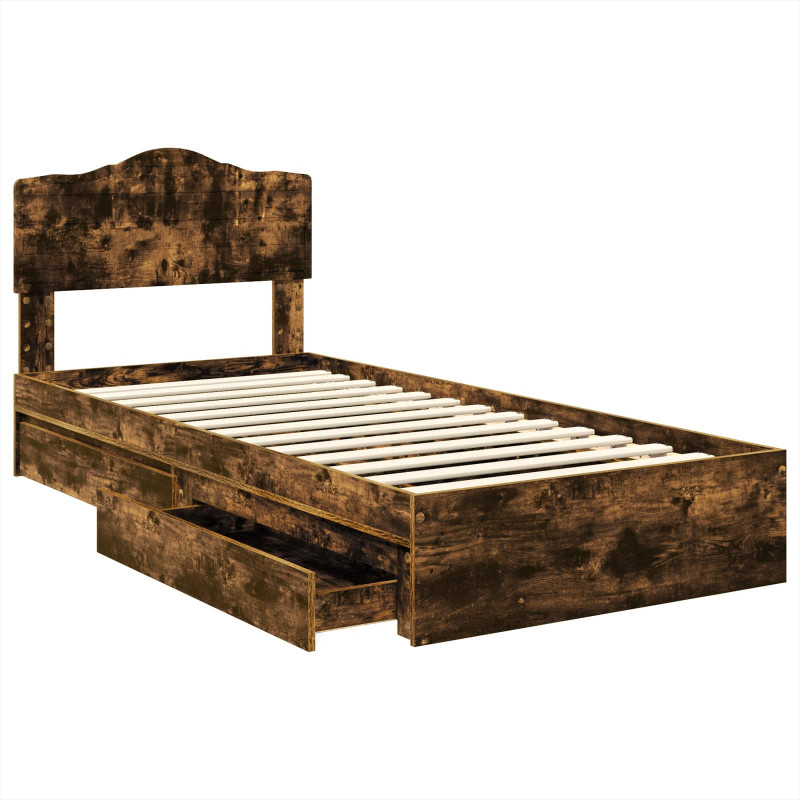 Łóżko z miejscem do przechowywania Dąb wędzony 100 x 200 cm