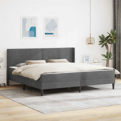 Ramka łóżka z materacem Ciemnoszary 200 x 200 cm Aksamit