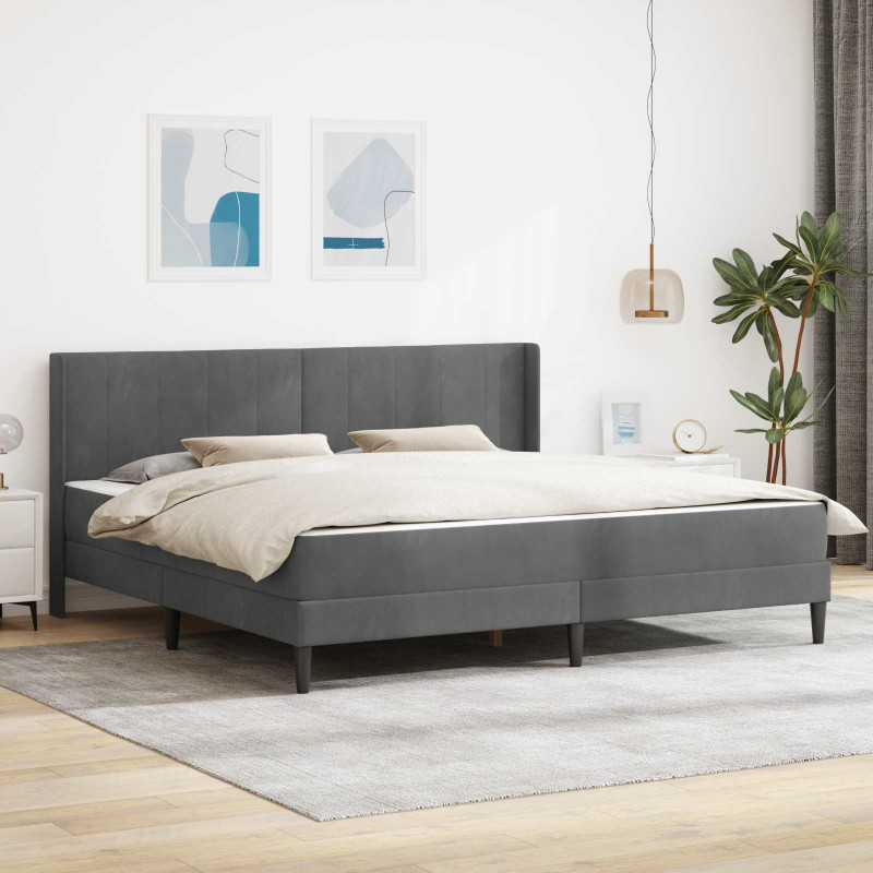 Ramka łóżka z materacem Ciemnoszary 200 x 200 cm Aksamit