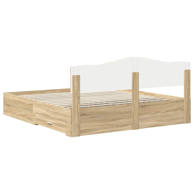 Ramka łóżka Dąb Sonoma 200 x 200 cm Materiał drewnopochodny