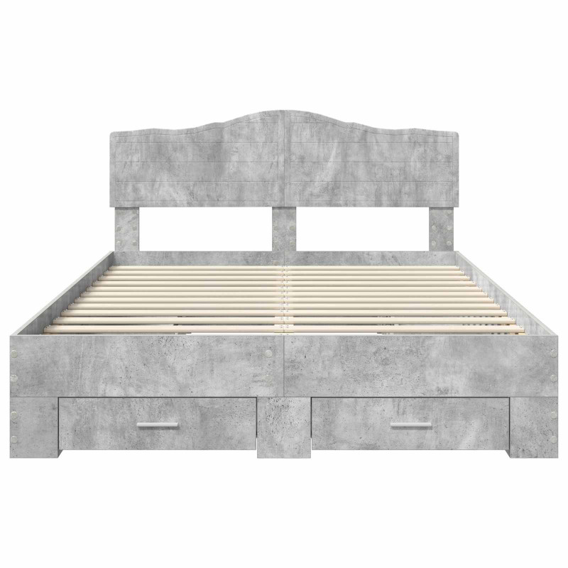 Ramka łóżka Betonowy szary 140 x 190 cm Materiał drewnopochodny