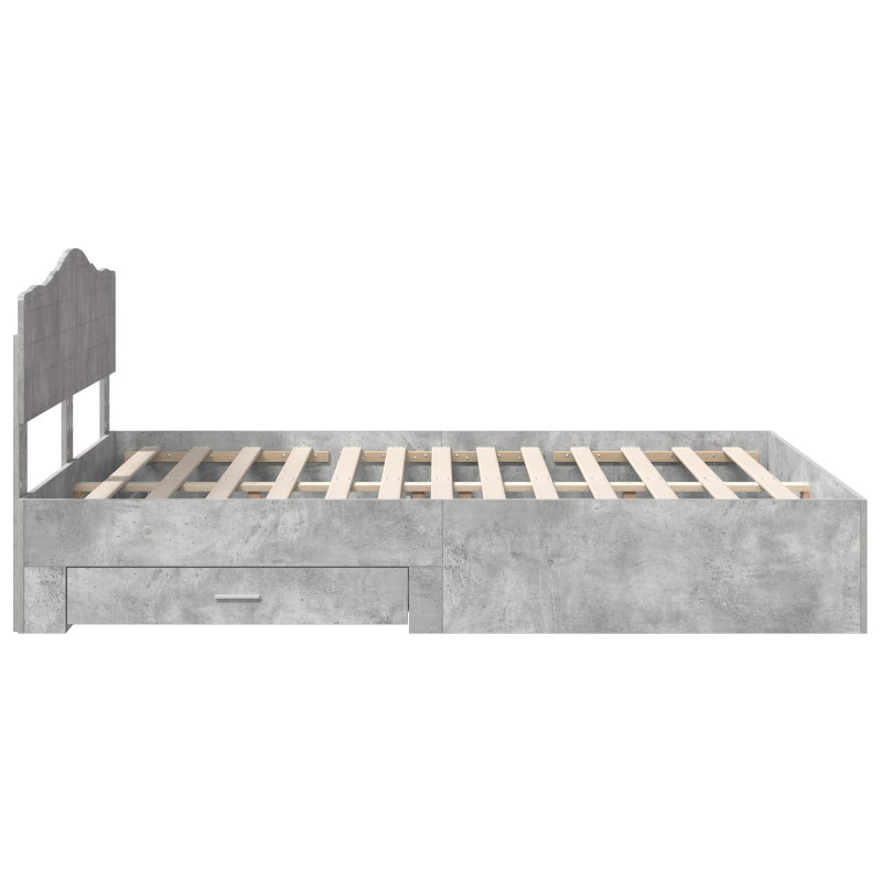 Ramka łóżka Betonowy szary 140 x 190 cm Materiał drewnopochodny