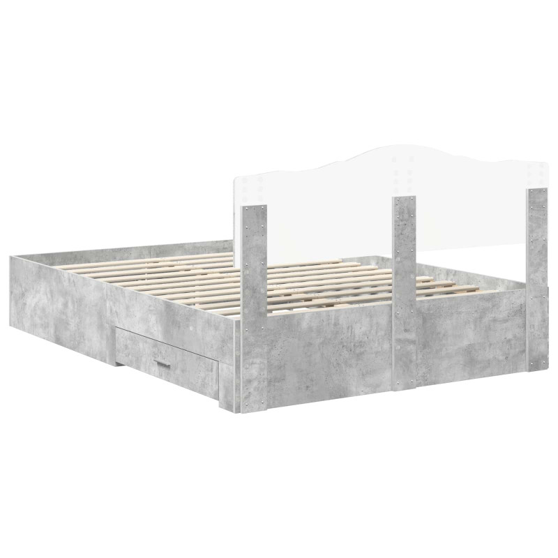 Ramka łóżka Betonowy szary 140 x 190 cm Materiał drewnopochodny