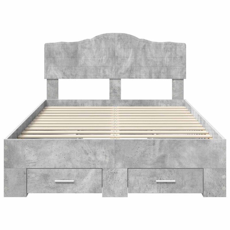 Ramka łóżka Betonowy szary 120 x 200 cm Materiał drewnopochodny