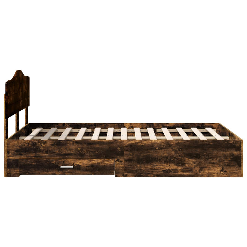 Ramka łóżka Dąb wędzony 120 x 200 cm Materiał drewnopochodny
