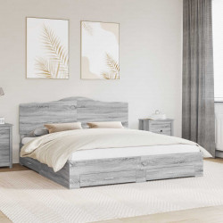 Ramka łóżka Szary Sonoma 200 x 200 cm Materiał drewnopochodny