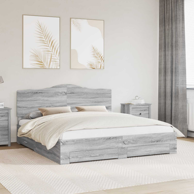 Ramka łóżka Szary Sonoma 200 x 200 cm Materiał drewnopochodny