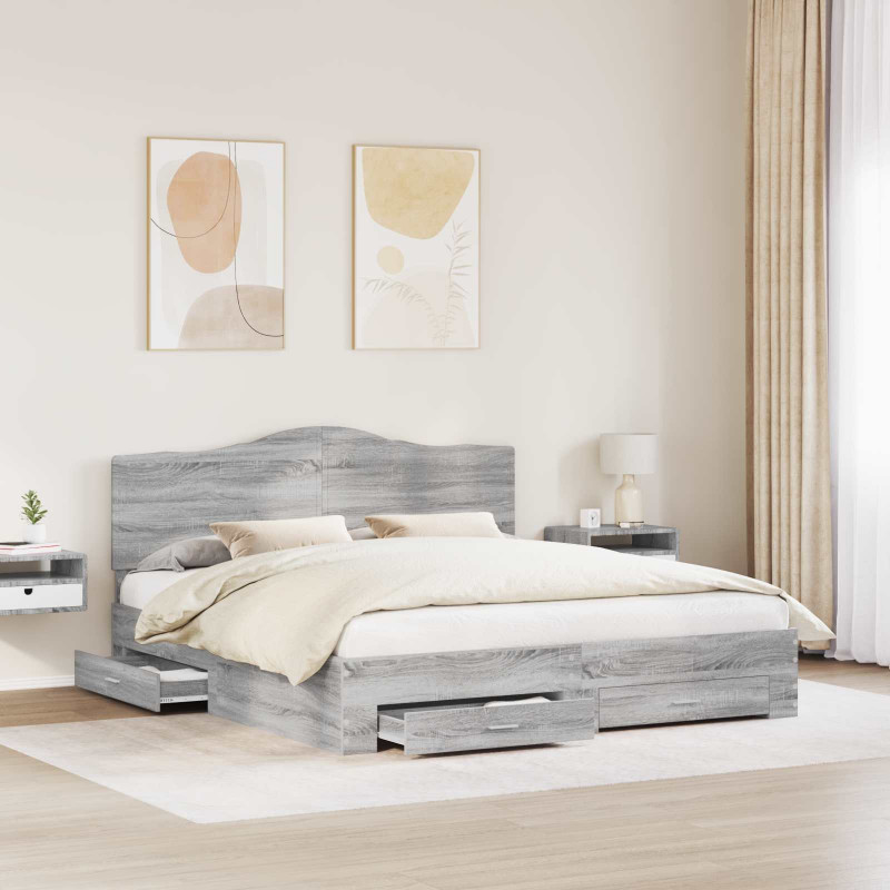 Ramka łóżka Szary Sonoma 200 x 200 cm Materiał drewnopochodny
