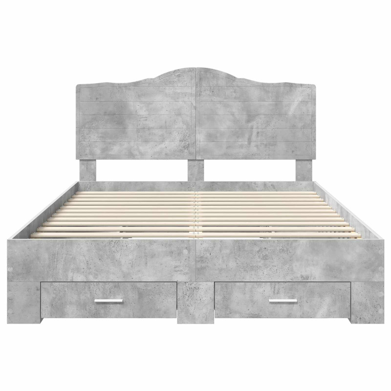 Ramka łóżka Betonowy szary 160 x 200 cm Materiał drewnopochodny