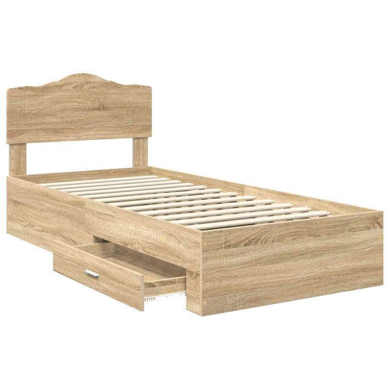 Ramka łóżka Dąb Sonoma 90 x 200 cm Materiał drewnopochodny