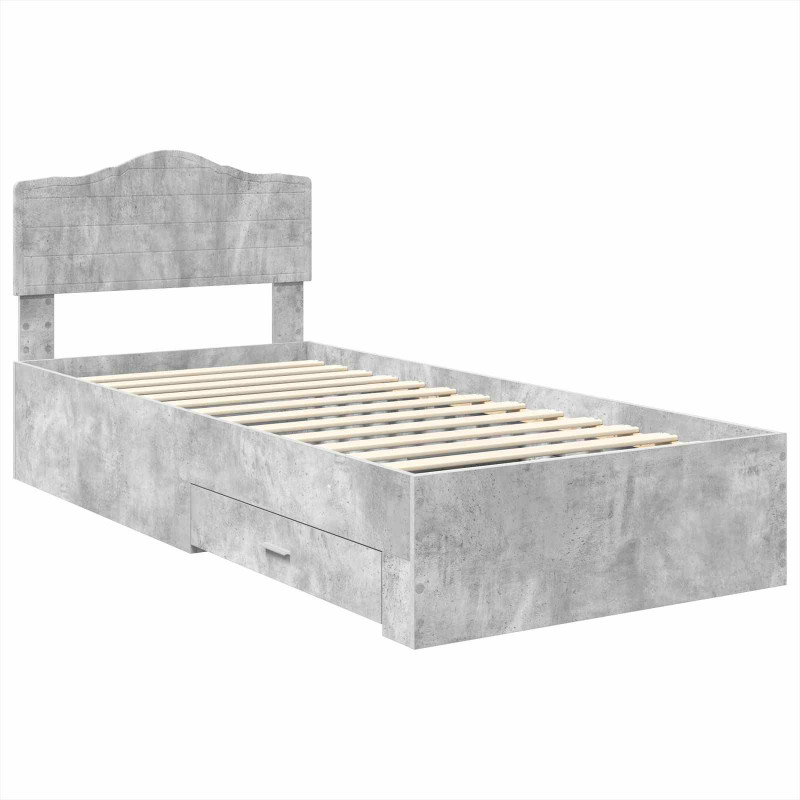 Ramka łóżka Betonowy szary 90 x 200 cm Materiał drewnopochodny