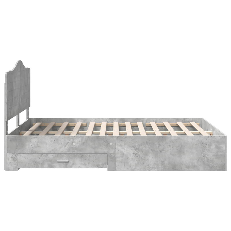 Ramka łóżka Betonowy szary 150 x 200 cm Materiał drewnopochodny