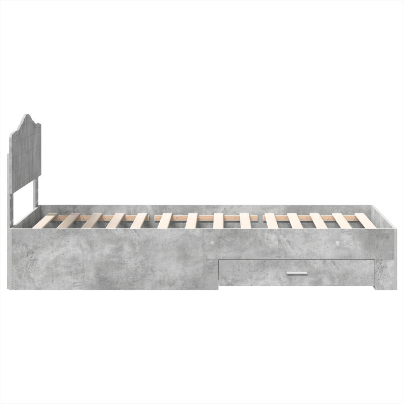 Ramka łóżka Betonowy szary 90 x 200 cm Materiał drewnopochodny