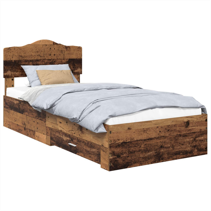 Ramka łóżka Stare drewno 90 x 200 cm Materiał drewnopochodny