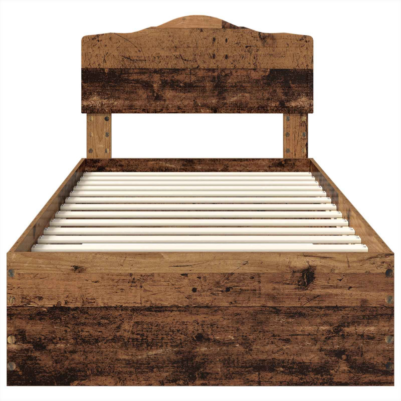 Ramka łóżka Stare drewno 90 x 200 cm Materiał drewnopochodny