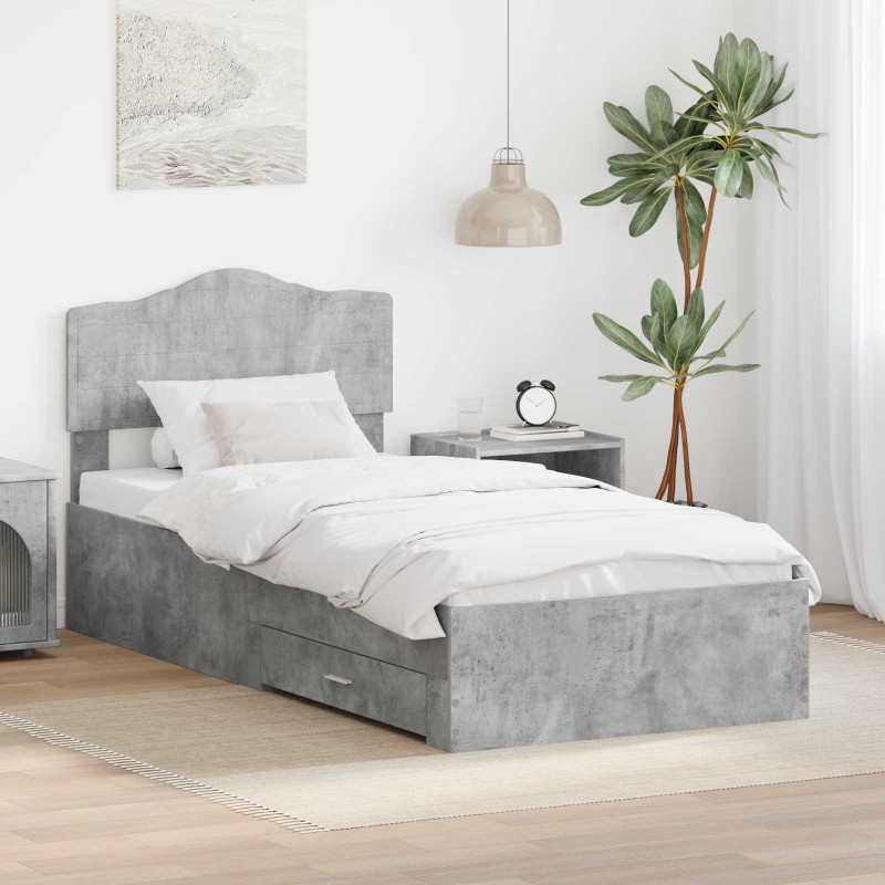 Ramka łóżka Betonowy szary 90 x 190 cm Materiał drewnopochodny