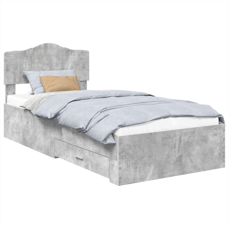 Ramka łóżka Betonowy szary 90 x 190 cm Materiał drewnopochodny
