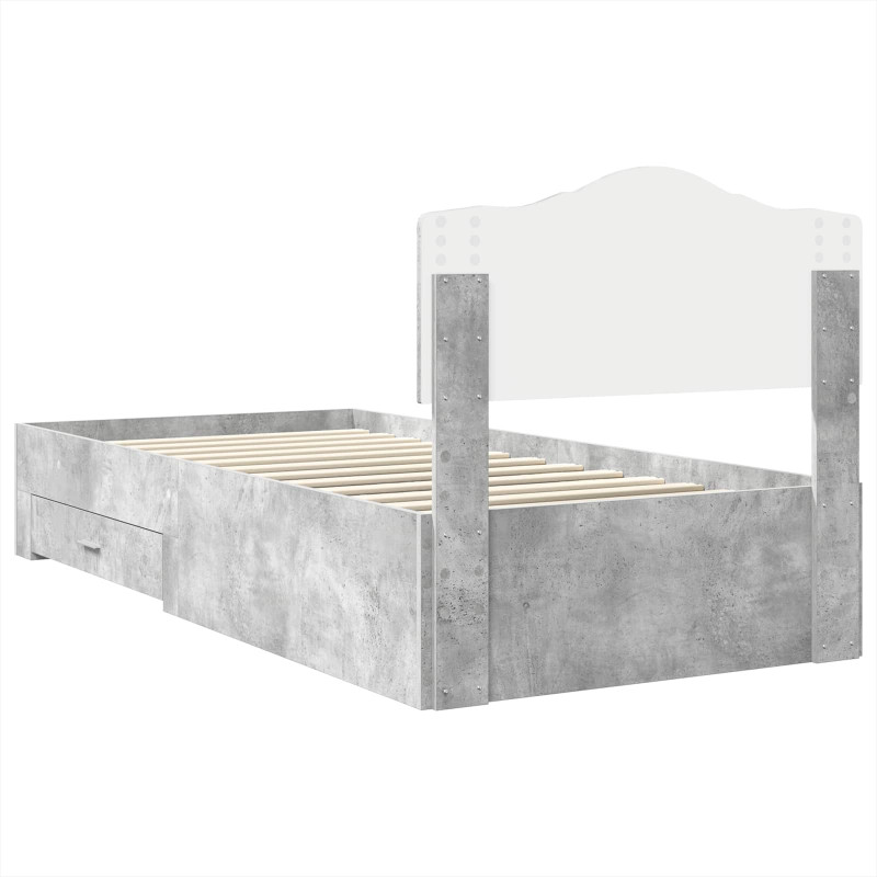 Ramka łóżka Betonowy szary 90 x 190 cm Materiał drewnopochodny