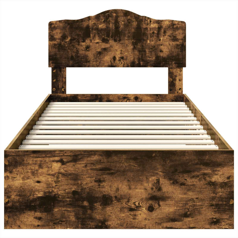 Ramka łóżka Dąb wędzony 90 x 190 cm Materiał drewnopochodny